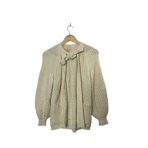 Vintage Acrylic Fibre 100% VIRGIN Soft Knit Open Tie Cardigan Sweater Romania